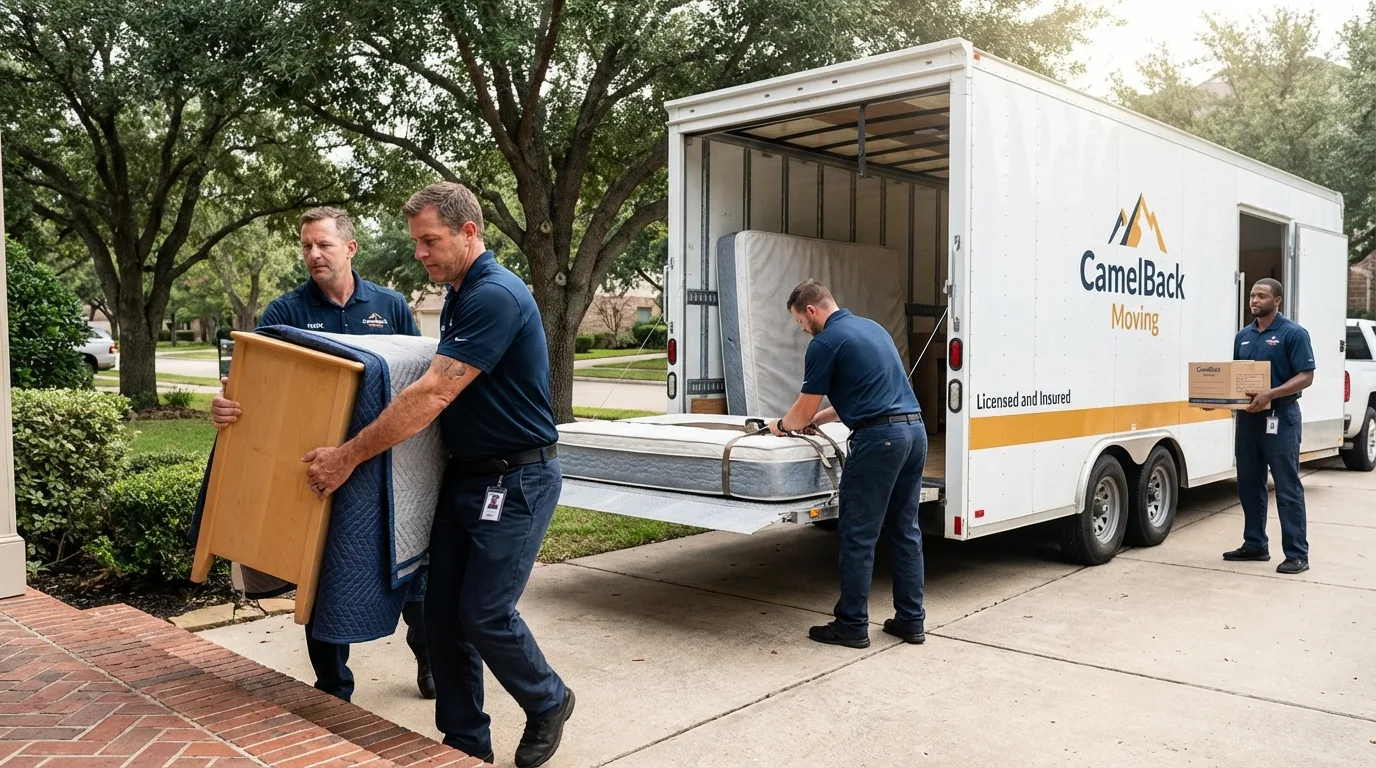 Crew loading residential truck for cross-state move from Lavonia, GA