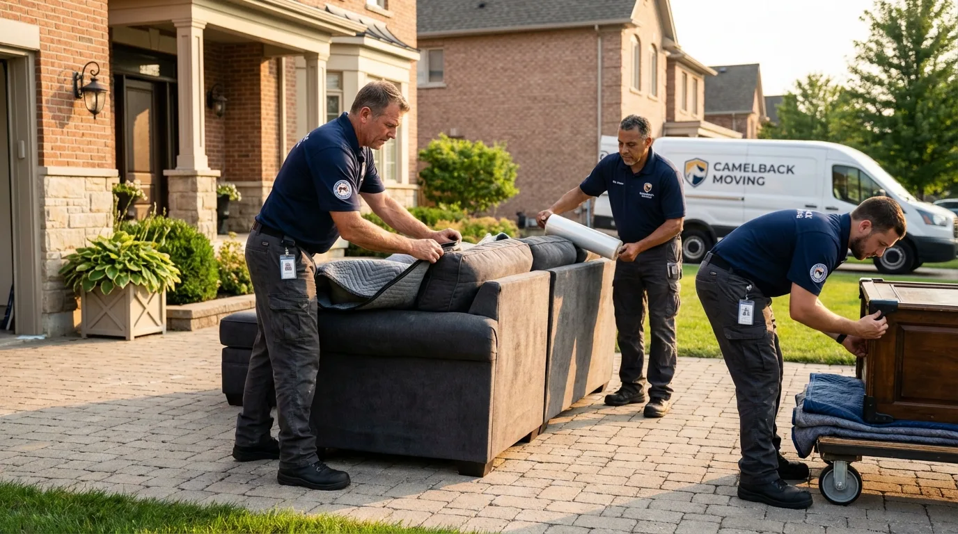 Large estate moving crew wrapping furniture in Lavonia, GA