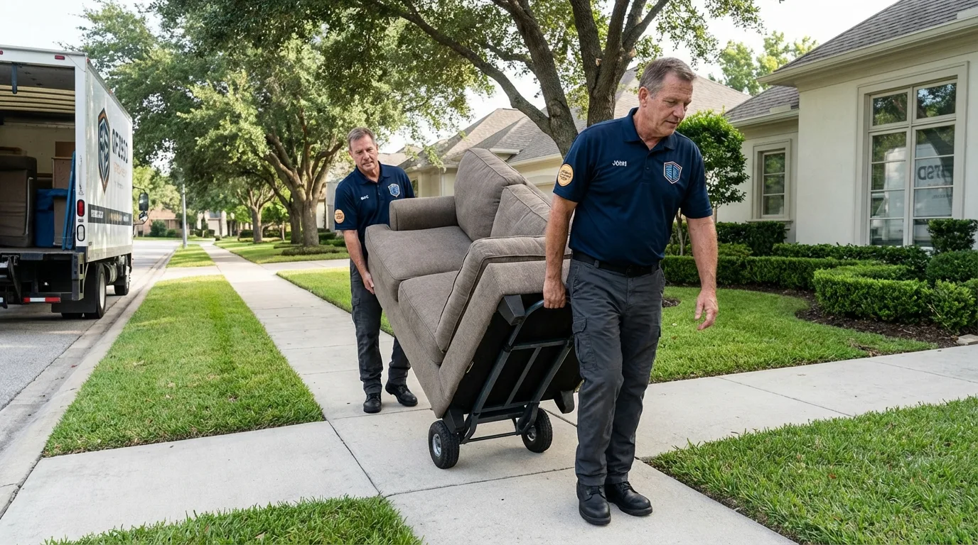 Local residential moving crew loading furniture in Lavonia, GA